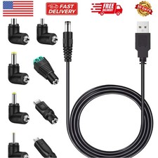 Universal 5V DC Power Cable, USB to DC 5.5x2.1mm Charging Cord Plug with 8 Co...