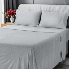 King Sheet Set - Jersey Knit Sheets 4 Piece Cotton Soft T-Shirt Stretchy ...