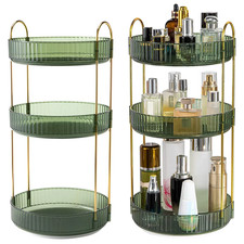 3 Tier Rotating Makeup Organizer 360  Spinning Perfume Cosmetic Storage Tray 55L