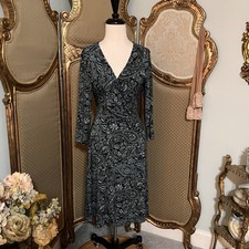 Unbranded.  Sz Small.  Poly Jersey Stretch 3/4 Sleeve Dress.  Cross Bodice.  B51