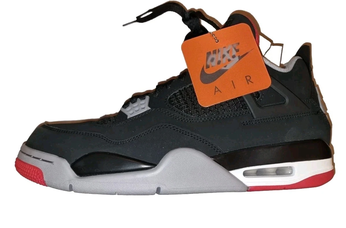 Nike Air Jordan 4 2019 BRED Retro OG Nero Rosso Grigio Boxato Taglia UK 10 5