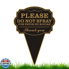 Double Sided Yard Sign, Do Not Spray/POR FAVOR NO ROCIAR Garden Sign with Sta