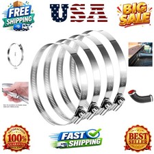 4 Pieces 8 Inch Adjustable 304 Stainless Steel Duct Clamps Worm Gear Hose Cla...