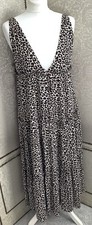 ASOS leopard print tied midi dress size 10 low cut front beech 