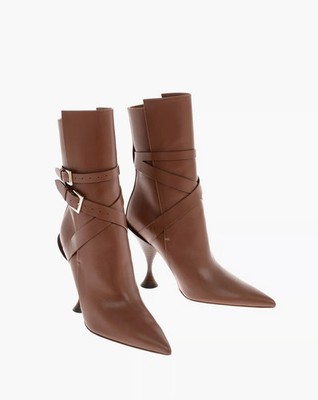 Authentic BURBERRY Women's Tan / Brown HADFIELD Leather Heel Boots 11 US 41 EU