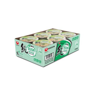 Nongshim Soon Cup Noodle Soup, Veggie, 2.6 Ounce (Pack 2.64 of 6) 