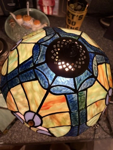 VTG Tiffany Style Stained Glass Dome Stunning Custom 12” Round by approx 7.25”💎