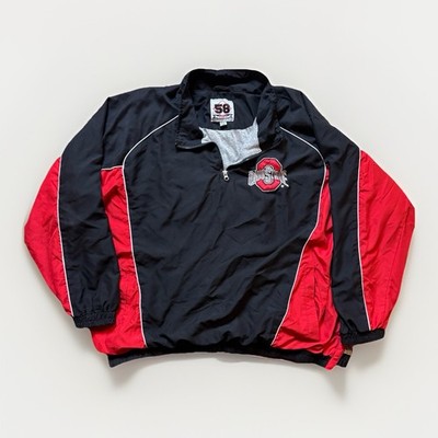 Vintage Ohio State Buckeyes 1/4 Zip Pullover Lined Windbreaker 58 Sports 3XL