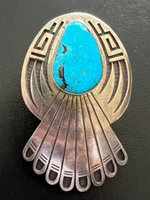 HOPI Lawrence Saufkie 1970's Turquoise Pendant Top Hopi Navajo Indian Jewelry JP
