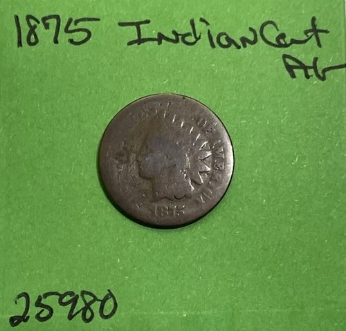1875 Indian Head Cent / Penny 1c AG About Good