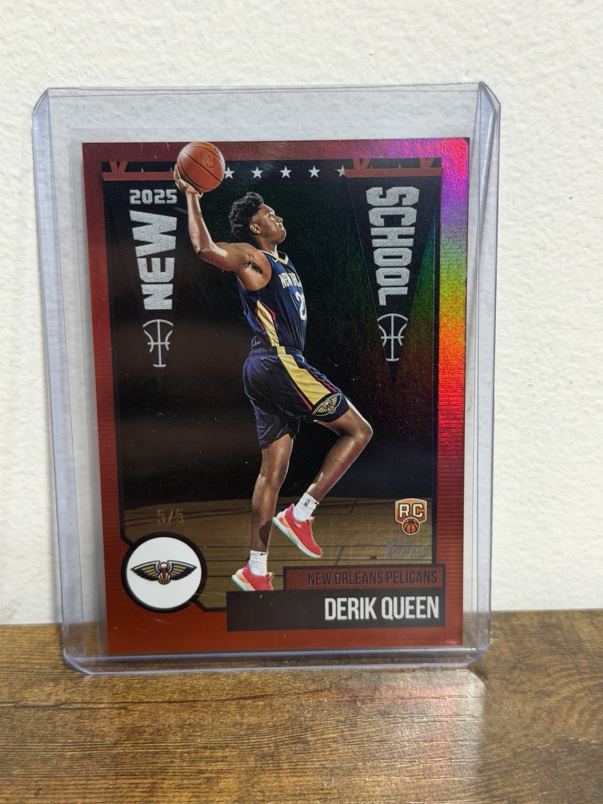 2025-26 Topps #NS-13 Derik Queen New School RC /5 True Red