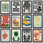 Vintage Motivational Poster Retro Happiness Life Print Decor Wall Art A5 A4 A3