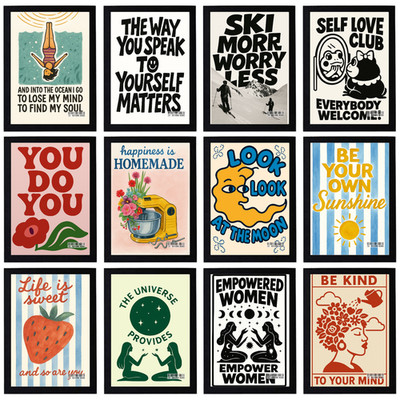 Vintage Motivation Poster Retro Glück Leben Druck Deko Wandbild A5 A4 A3