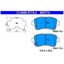 ATE Bremsbelag-Satz Bremsklötze vorne 605774 5581054G30 | 531253