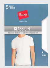 NEW Hanes Premium Men's 5 Pack Short Sleeve Crewneck T-Shirt Size 2XL
