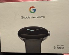Google Pixel Watch 41mm Silver Stainless Case Black Silicone Band 32GB