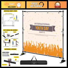 Adjustable 8x8 Ft Backdrop Banner Stand with Carrying Bag for Weddings, Parties