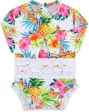 Baby Girls Rash Guard Swimsuit Long Sleeve One Piece Swimwear (3 - 6 Months)
