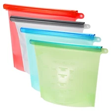 Silicone Food Storage Bag Preservation Bag Food Sealed Bag-Multicolor 4Pcs