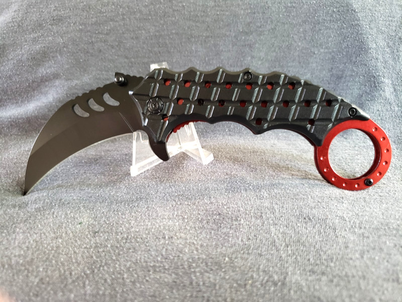Rite Edge 7.5" Spring Assisted Liner Lock Karambit Pocket Knife Red Shrub