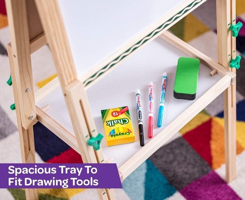 Crayola Wooden Art Easel for Kids - Chalkboard & Dry Erase! Fast Shipping - Picture 7 of 8