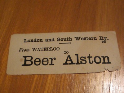 London & South Western Railway LSWR - Gepäckaufkleber - Waterloo to Beer Alston