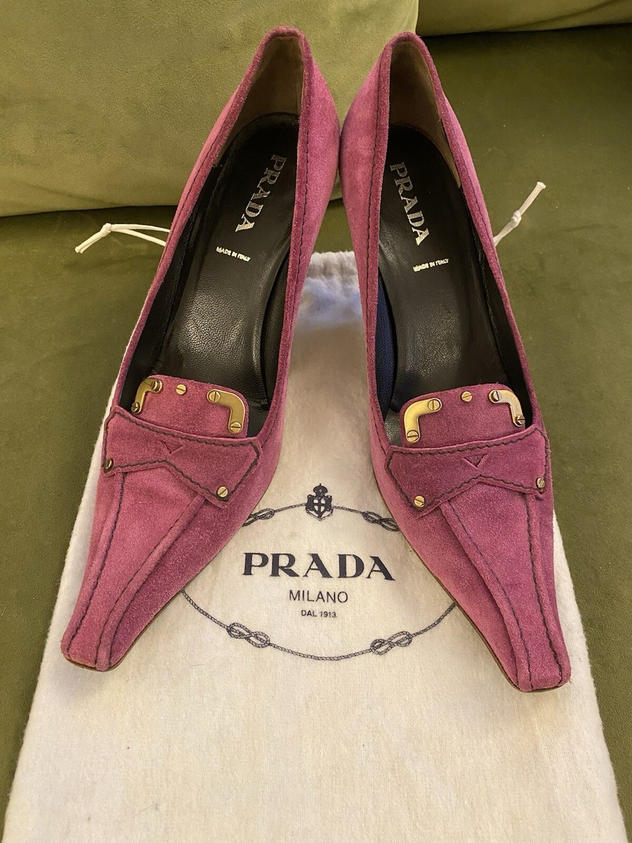 Prada Vintage pink suede pointed kitten heels uk5 UK - Main Image