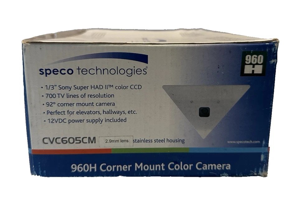 Speco Technologies CVC605CM 960H Corner Mount Color Camera 700TVL 3.6mm Lens NOS - Image 3 of 4