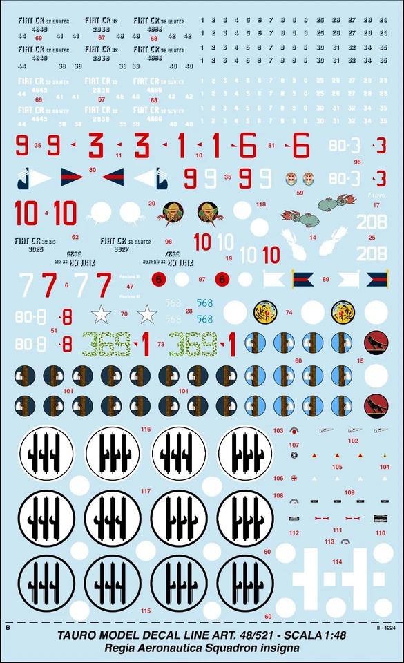 TAURO MODEL TM48/521 INSEGNE REGIA AERONAUTICA Ju-87, C.R.32, M.C.200/202 1:48 - Immagine 2 di 4