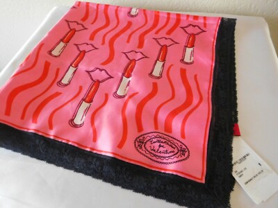 New Valentino Lipstick Waves Silk Scarf with Lace Trim | eBay display picture 3