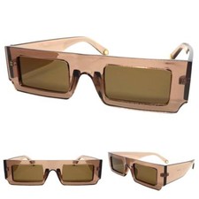 Classic Futuristic Modern Retro Party Club Raver DJ SUNGLASSES Thick Brown Frame