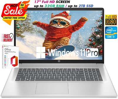 HP Laptop 17.3'' Full HD Intel i3-1215U Up to 32GB RAM &2TB SSD Win 11 Pro+OFFICE