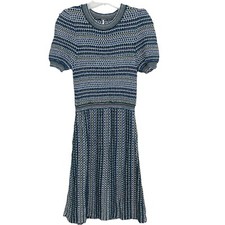Free People Sweater Dress Fit Flare Into You Womens Sz Small Green Blue Striped