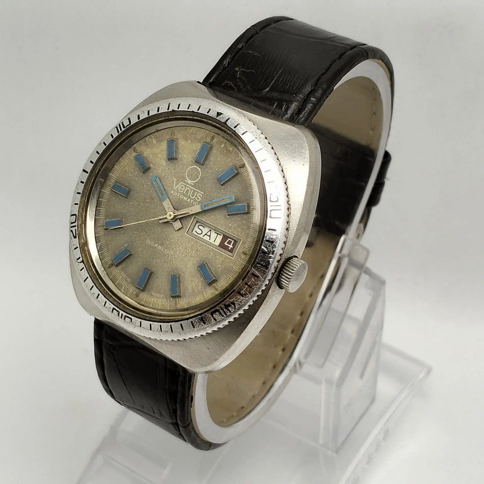 Venus Incabloc Cal.2789 Automatic Day/Date Diver Vintage Men’s Watch - Image 3 of 4