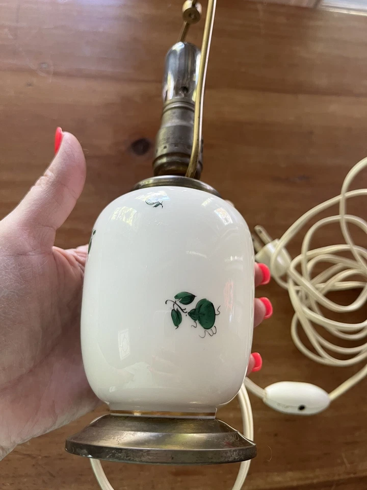 Antigua mini lámpara de mesa de porcelana Augarten María Teresa rosa verde Viena Foto 4 de 4