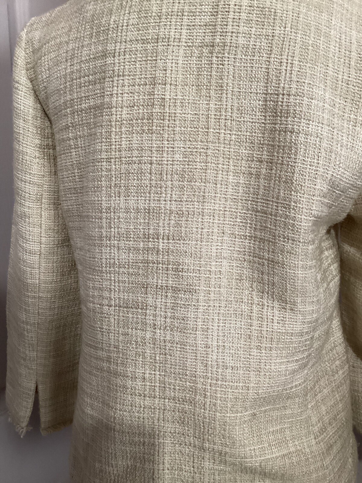 Karl Lagerfeld Cream Tweed Button Basic Jacket - image 5