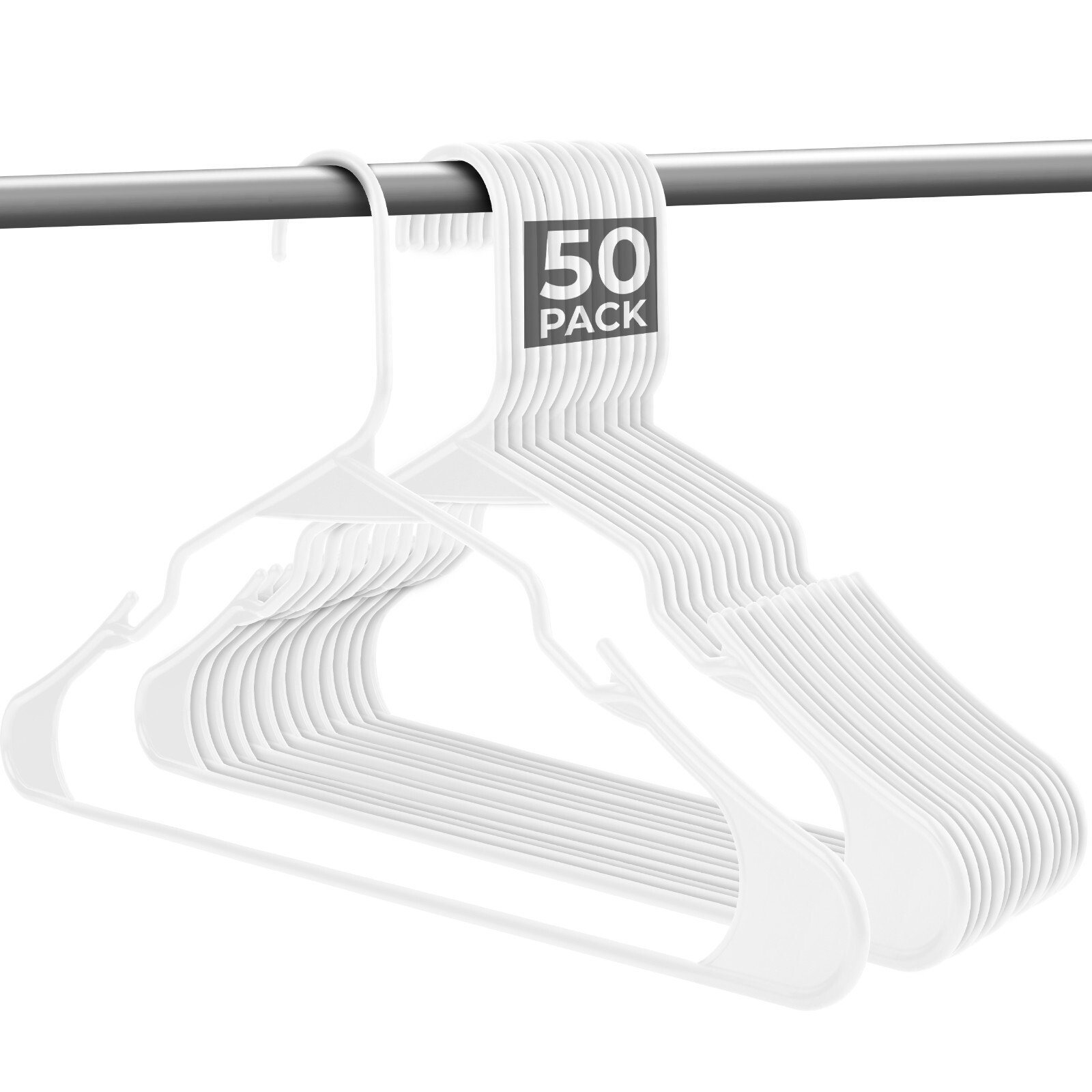 50 X ADULT PLASTIC COAT HANGERS TROUSERS CLOTHES HANGER TROUSER BAR