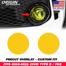 Yellow Fog Lights Front Overlays Decal Vinyl Tint Precut For Civic Type R Fk8 Yellow Fog Lights Front Overlays Decal Vinyl Tint Precut For Civic Type R Fk8