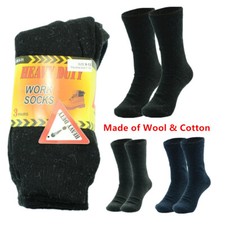 3-12 Pairs Men Heavy Duty Winter Thermal Solid Wool Cotton Boots Work Crew Socks
