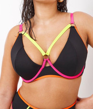 Womens Ladies Bikini Top Size UK 42C Underwired Supportive Padded Cut Out