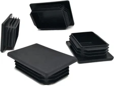 4 Pack 2 X 3 Inch Rectangle Plastic Plug Insert, 50Mm×75Mm Black End Cap