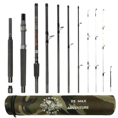 X5 MAX Powerful Compact,portable,multi-functional Travel Fishing Rod 8.9  & Case