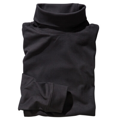 Schwarzes Redfield Rollkragen-Langarmshirt Übergröße 2XL-10XL 100% Baumwolle NEU