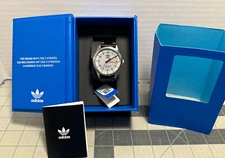 Adidas Project One Men's SOLAR Watch, Black Leather Vegan Strap  |  AOST230452I