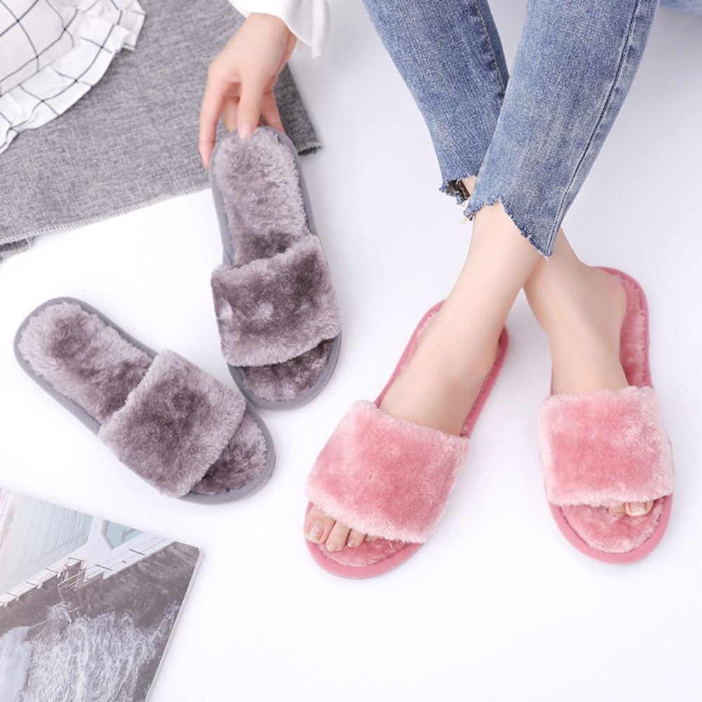 APL Pantofole invernali punta aperta antiscivolo fisse ciabatte in cotone invernali