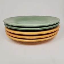 Tabletops Unlimited Set Of 5 SALUTE SAGE GREEN ORANGE Salad Plates 8 5/8" 
