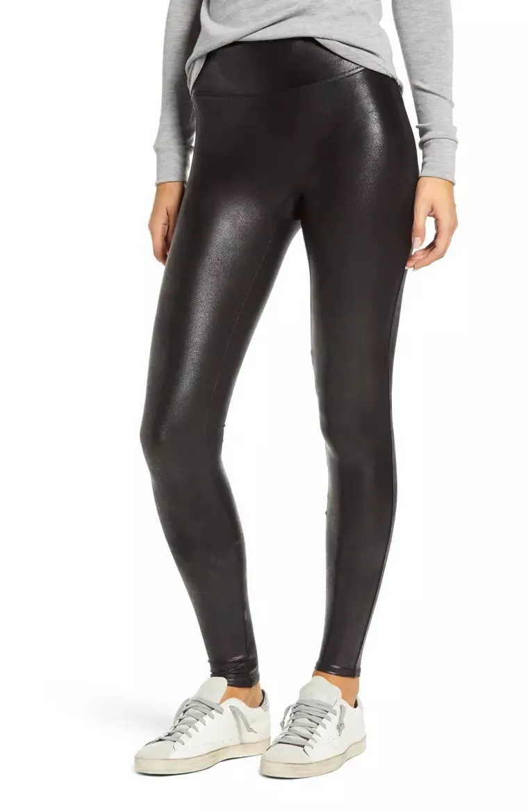 NEW Spanx Faux Leather Leggings - 2437Q - Black - Petite Medium 