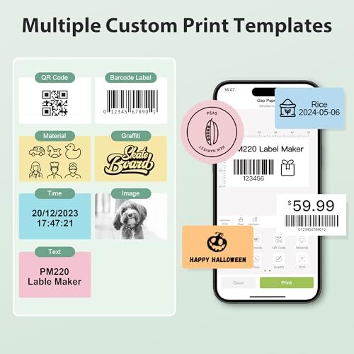 Bluetooth Label Maker with Thermal Printer and Portable Tape for Easy Labeling