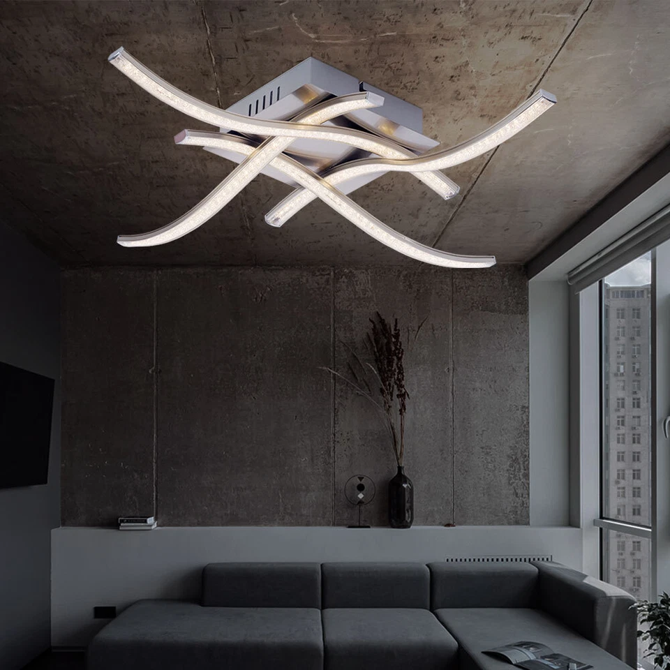 LED Decken Beleuchtung Kristall Design Lampe Arbeits Zimmer Wellenleuchte Design - Bild 4 von 4