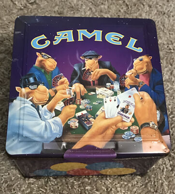 Joe Camel Casino Poker Set Original Tin Box Cards/Chips 1994